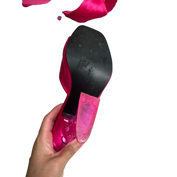 SUPERDOWN Pink Fabric Martini Heels Sandals Size 9 - Picture 6 of 9